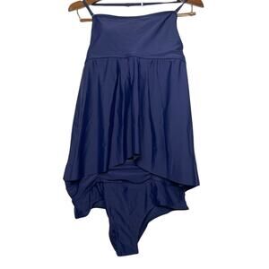 Two Piece Tankini Set Womens Size XL Navy Blue Halter Top Wide Waist Bottoms New